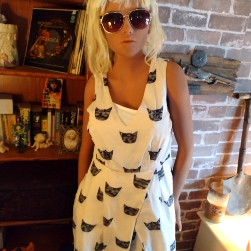 Cat print anthropology dress